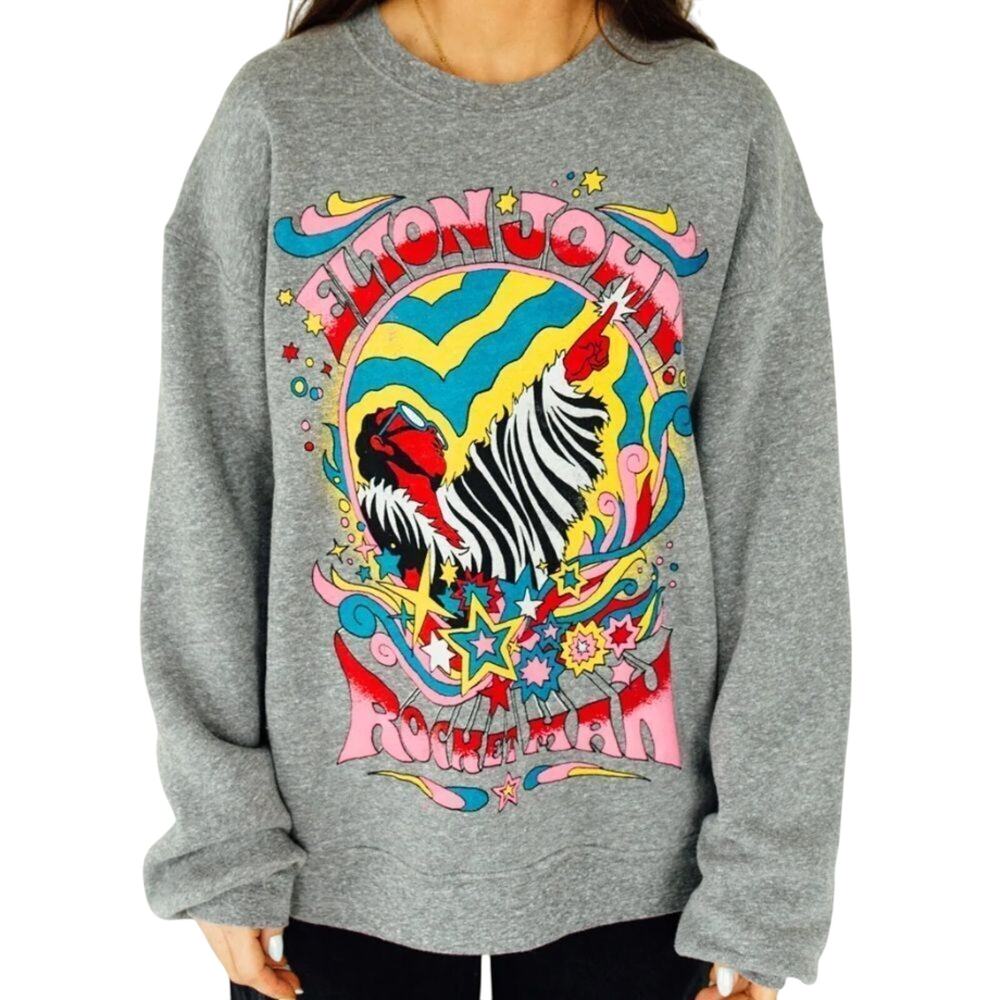 DAYDREAMER Elton John Rocket Man BF Crew Neck Sweatshirt, New with Tag $136